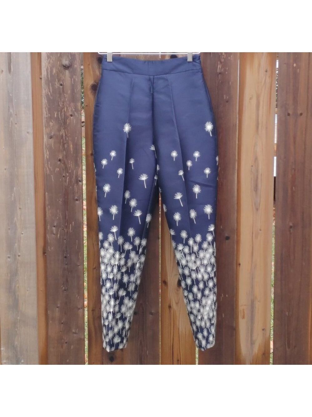 BEAUTIFUL ZARA BASICS TWO-TONES Jacquard Pants Trousers Blue Dandelion Small